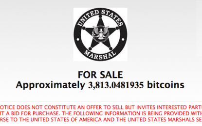 For Sale By The U.S. Marshals: 3,813.0481935 Bitcoins (Approximately)