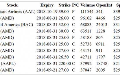 Hot Options Report For End Of Day Monday, August 27