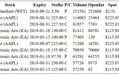 Hot Options Report For End Of Day – Thursday, August 30