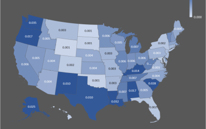 2017 Export To China Dependence, By State