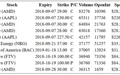 Hot Options Report For End Of Day – Wednesday, Sept. 5