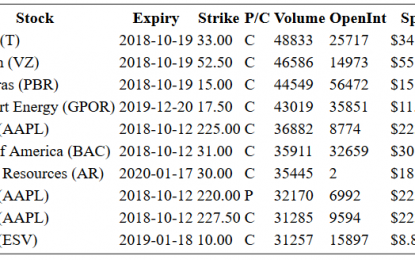 Hot Options Report For End Of Day – Monday, Oct. 8