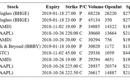 Hot Options Report For End Of Day – Thursday, Oct. 25