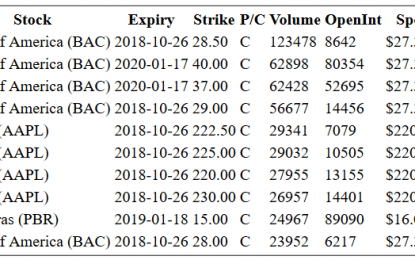 Hot Options Report For End Of Day – Monday, Oct. 22