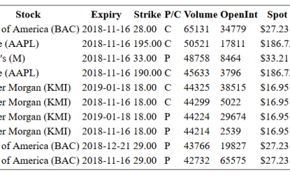 Hot Options Report For End Of Day – Wednesday, Nov. 14