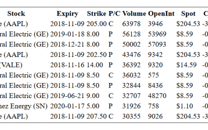 Hot Options Report For End Of Day – Friday, Nov. 9