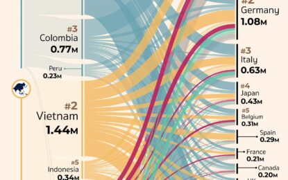 Visualizing The Global Coffee Trade By Country 
                    
Visualizing the Global Coffee Trade by Country
The Biggest Exporters in the Global Coffee Trade
Biggest Coffee Bean Importers, By Country