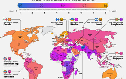 A Map Of Global Happiness By Country In 2024 
                    
 
 