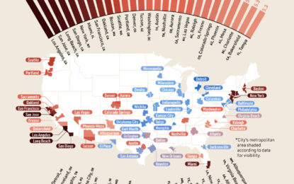 Mapped: Home Price-To-Income Ratio Of Large U.S. Cities